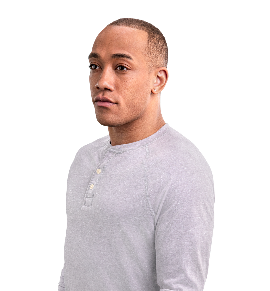 Mixed ethnicity male in a grey shirt, not actual Serostim® patient